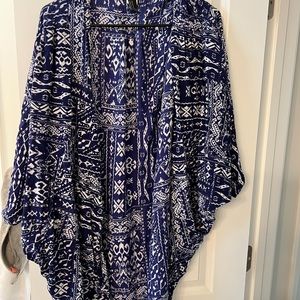 Blue and white aztec kimono/ cardigan